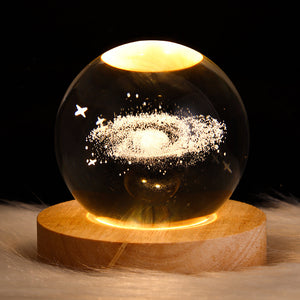 3D Planetary Crystal Ball Lamp – Lifelike Milky Way Projection with Advanced Cutting Technology