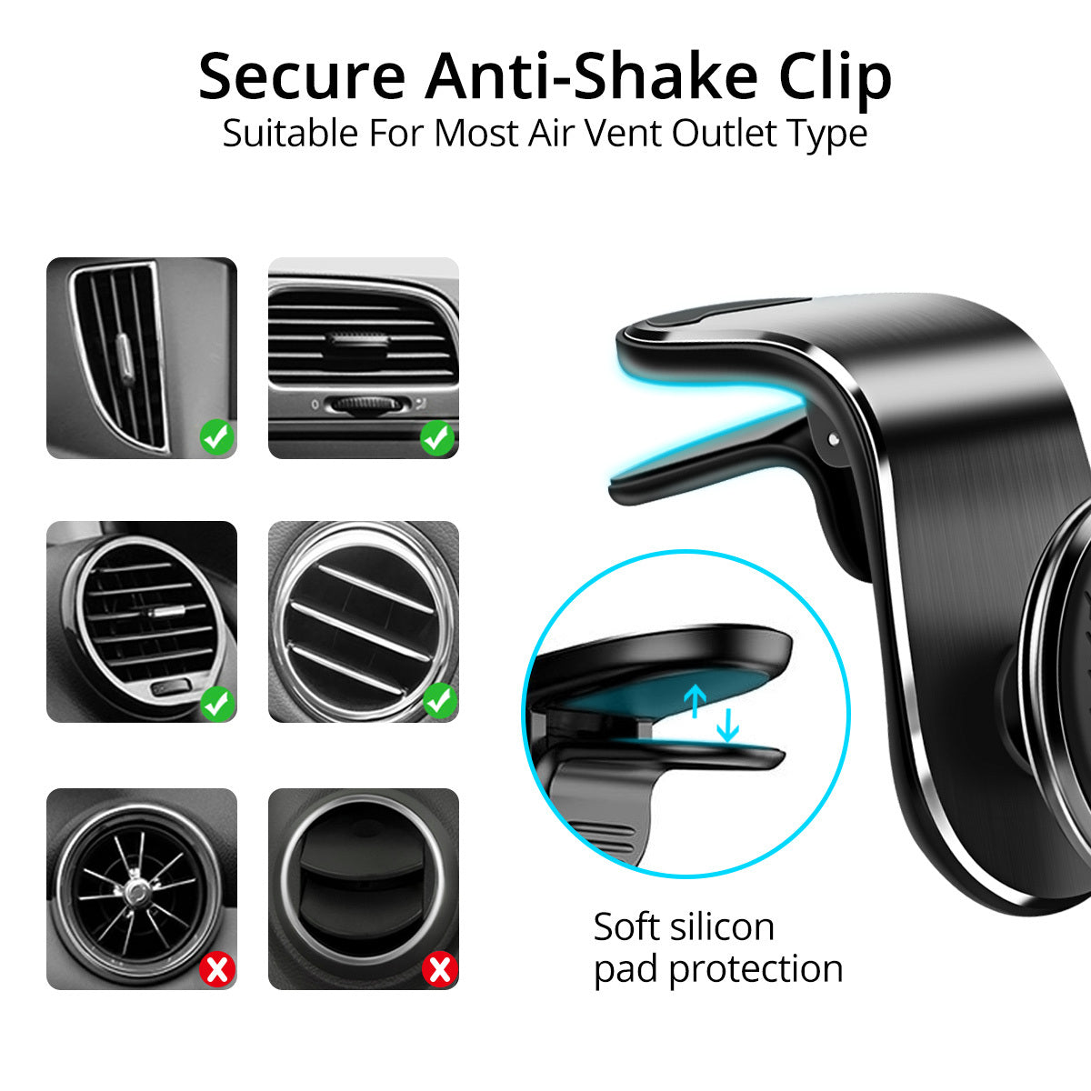 Powerful Magnetic Car Phone Holder – Secure Air Vent Clip Mount for All Smartphones