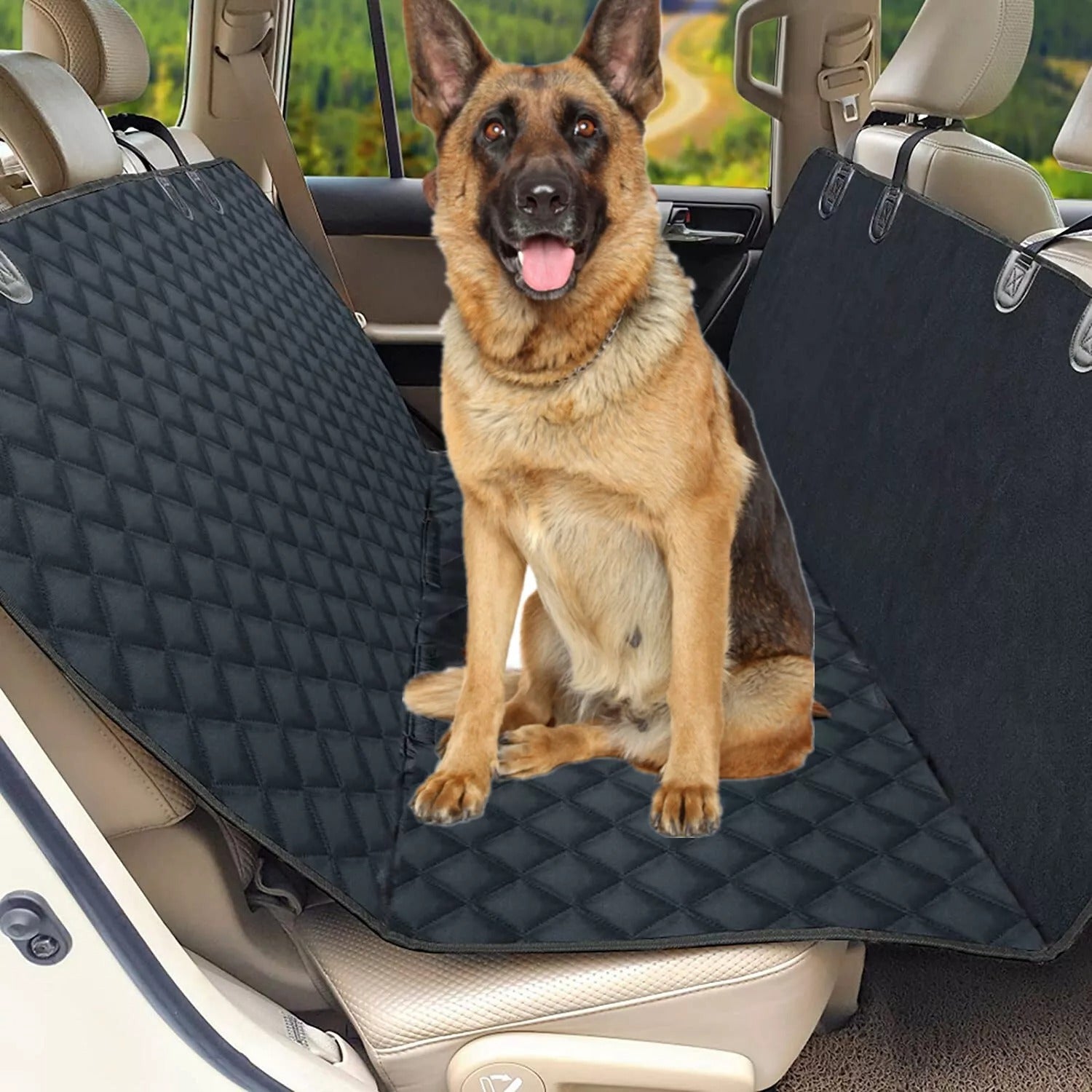 Luxury Waterproof Rear Car Seat Cover for Pets – Black Travel Bench Protector