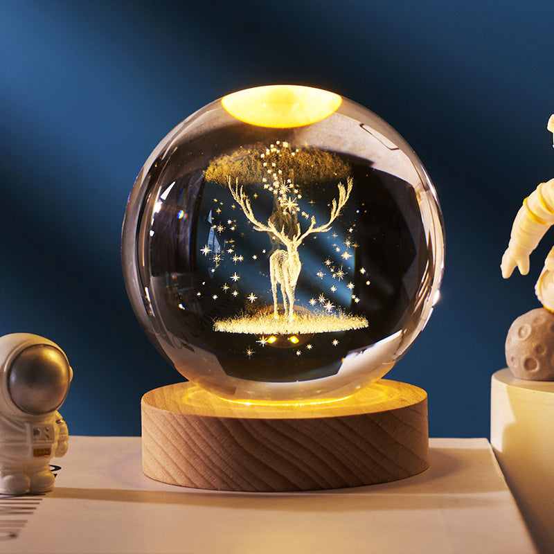 3D Planetary Crystal Ball Lamp – Lifelike Milky Way Projection with Advanced Cutting Technology