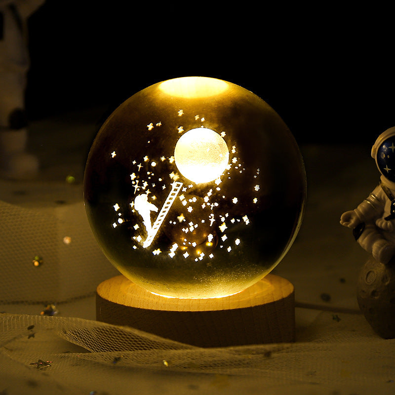 3D Planetary Crystal Ball Lamp – Lifelike Milky Way Projection with Advanced Cutting Technology