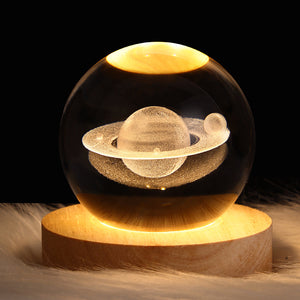 3D Planetary Crystal Ball Lamp – Lifelike Milky Way Projection with Advanced Cutting Technology