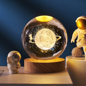 3D Planetary Crystal Ball Lamp – Lifelike Milky Way Projection with Advanced Cutting Technology